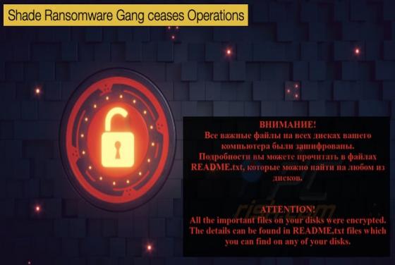 Shade Ransomware Gang ceases Operations