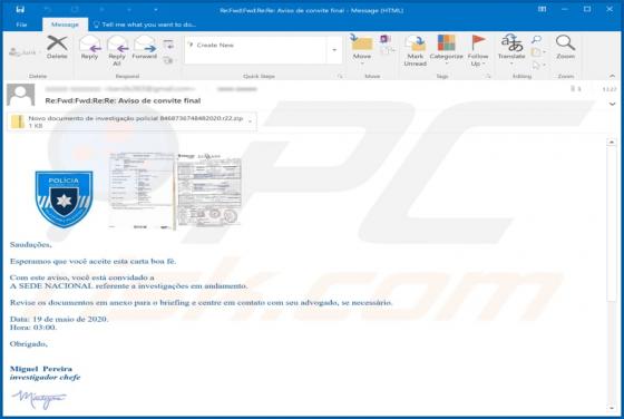 Polícia de Segurança Pública Email Virus