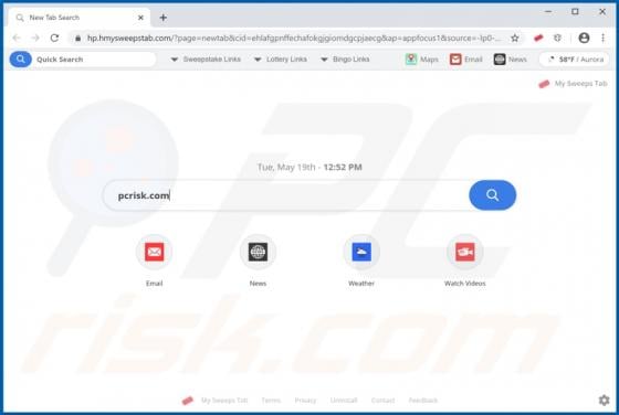My Sweeps Tab Browser Hijacker