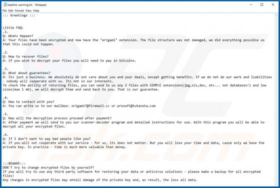 .origami Ransomware