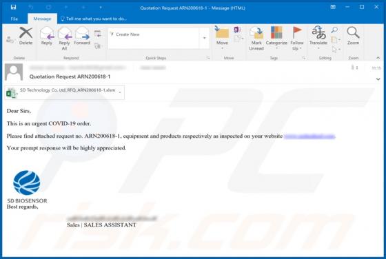 SD BIOSENSOR Email Virus