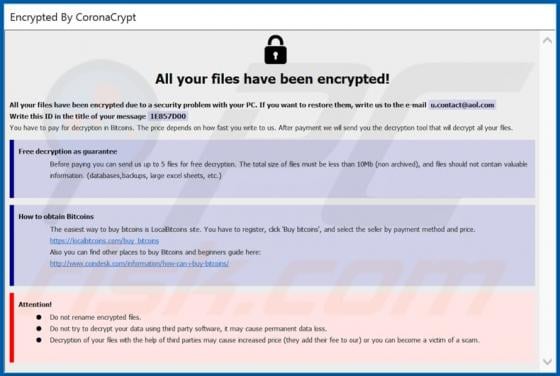 CoronaCrypt Ransomware