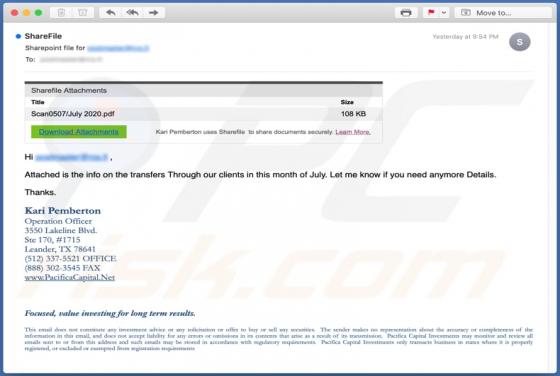 SharePoint Email Scam