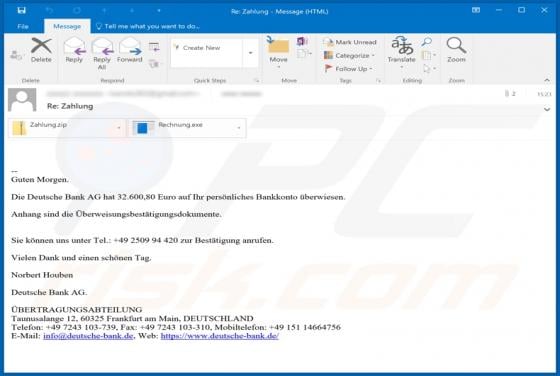 Deutsche Bank Email Virus
