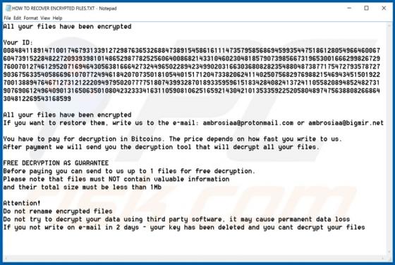 Ambrosia Ransomware