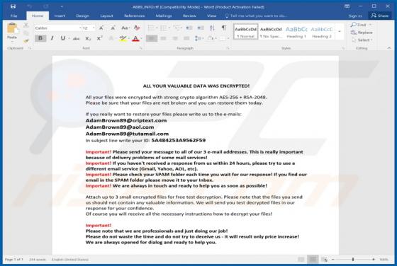 AB89 Ransomware