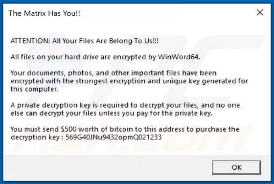 WinWord64 Ransomware