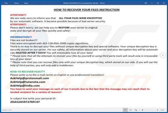 ANN Ransomware