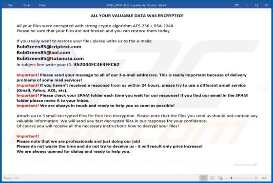BG85 Ransomware
