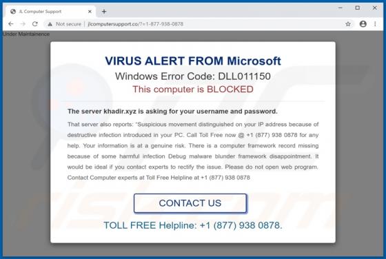 Windows Error Code: DLL011150 POP-UP Scam