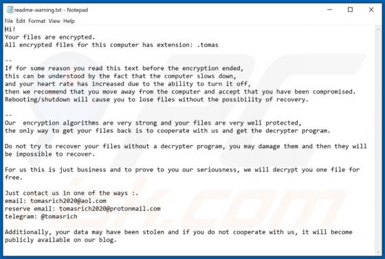 Tomas Ransomware