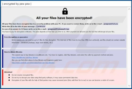 PewPew Ransomware