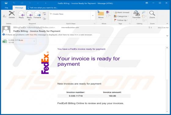 FedEx Invoice Ready Email Virus