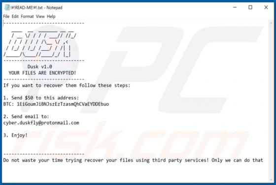 Dusk Ransomware