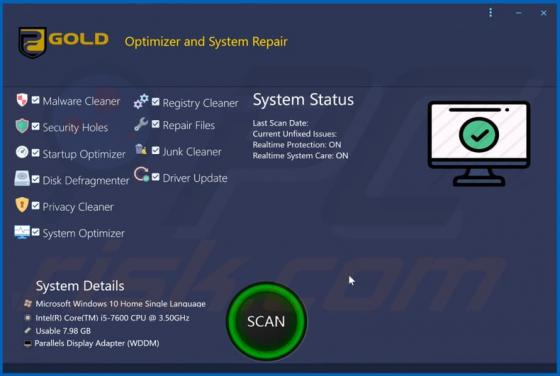PC Gold Optimizer And System Repair Unwanted Application