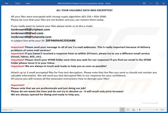 JB88 Ransomware