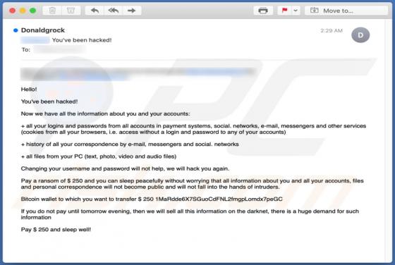 You've Been Hacked! Email Scam