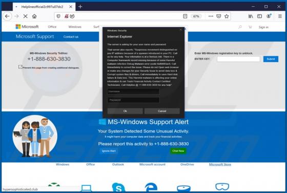 MS-Windows Support Alert POP-UP Scam
