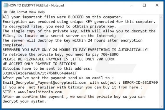 PAY IN 24 HOURS Ransomware
