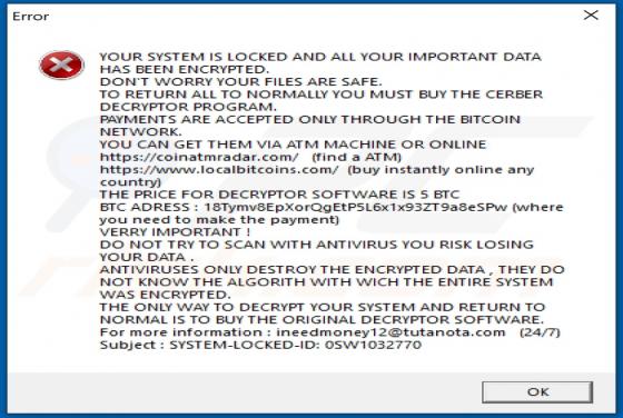 System Damaged Ransomware