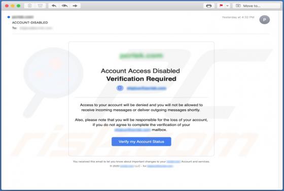 Account Access Disabled Email Scam