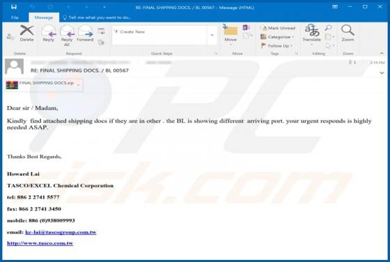Tasco Email Virus