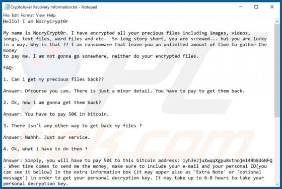 NocryCrypt0r Ransomware