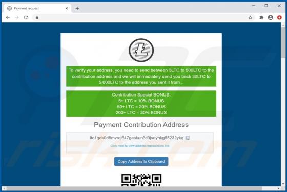 LiteCoin Giveaway POP-UP Scam