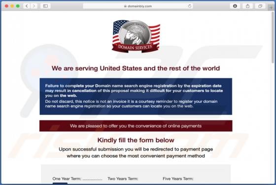 Domain Name Search Engine Registration Scam