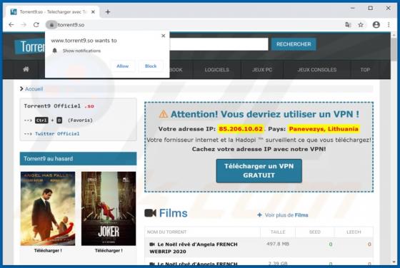 Torrent9.so Suspicious Website