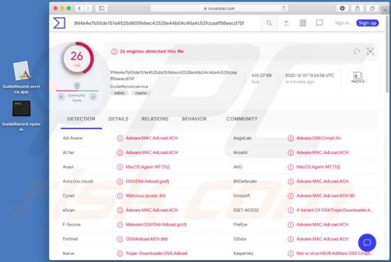 GuideRecord Adware (Mac)