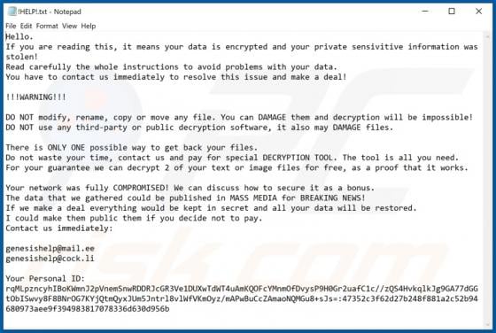 Genesis Ransomware