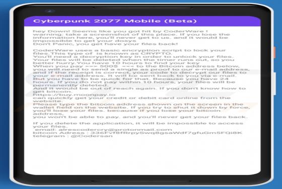 Cyberpunk 2077 Mobile Ransomware (Android)