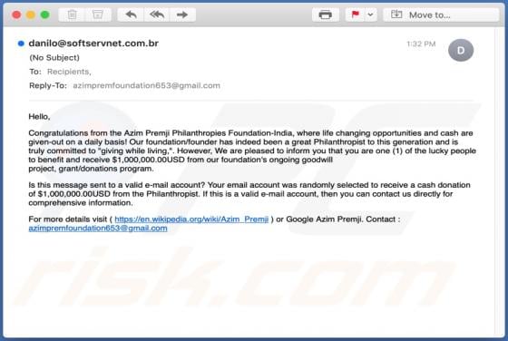 Azim Premji Philanthropies Foundation-India Email Scam