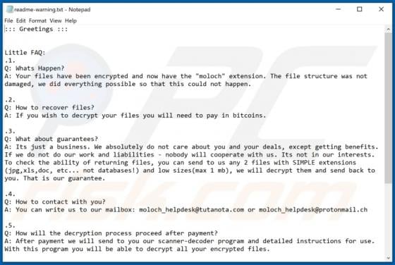 Moloch Ransomware