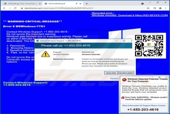 WARNING CRITICAL MESSAGE POP-UP Scam