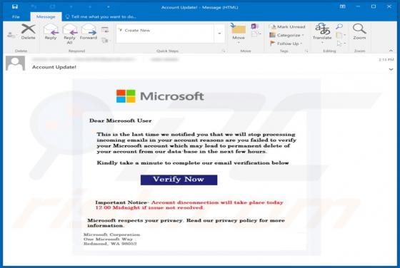 Verify Microsoft Account Email Scam