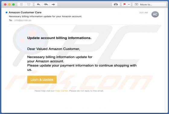 Amazon Customer Care Email Scam