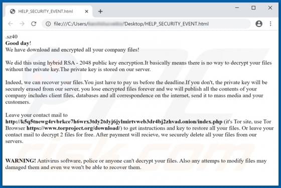 Sz40 Ransomware