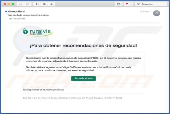 Ruralvía Seguridad Email Scam