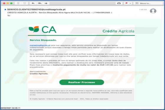 Credito Agricola Email Scam