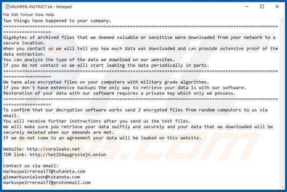 MILIHPEN Ransomware