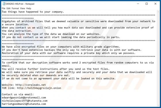 DERZKO Ransomware