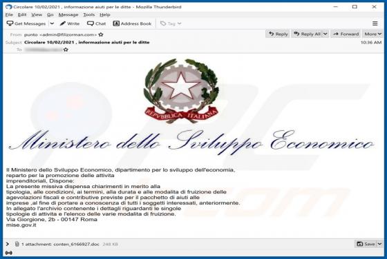 Ministero Dello Sviluppo Economico Email Virus