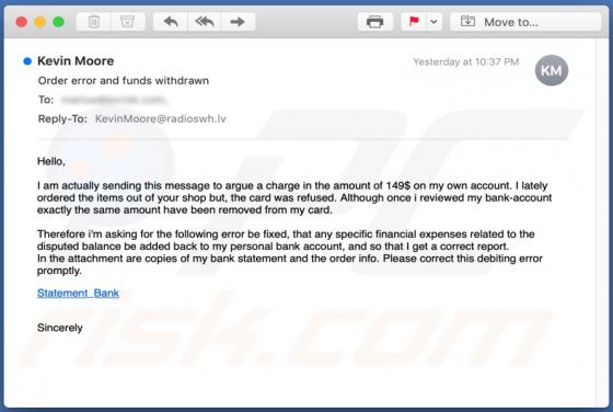 Order Error Email Scam