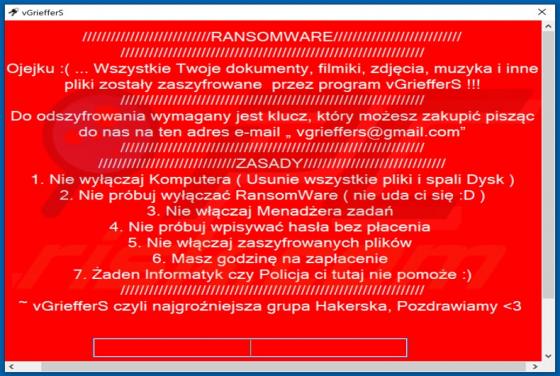 vGriefferS Ransomware