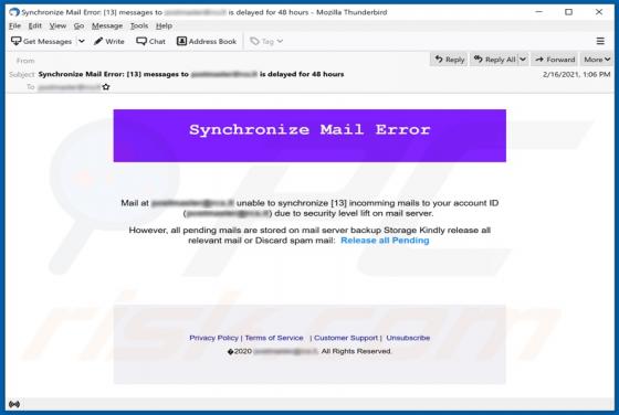 Synchronize Mail Error Email Scam