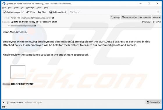 EMPLOYEE BENEFITS Email Scam