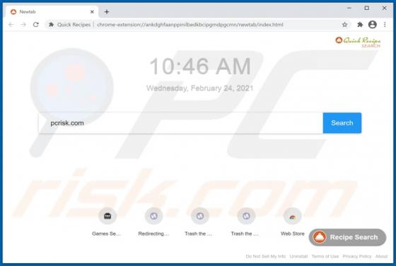 Quick Recipes Browser Hijacker