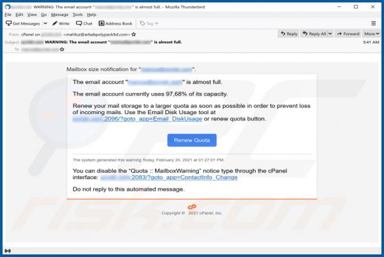 Email Account Is Almost Full Scam